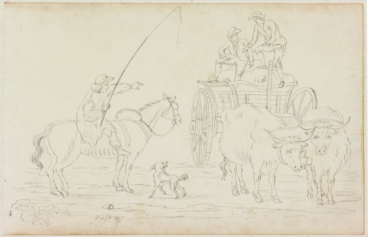 Oxcart حجب الطريق (قلم رصاص على ورق (على ورق M754)) بواسطة وليام بيلبي