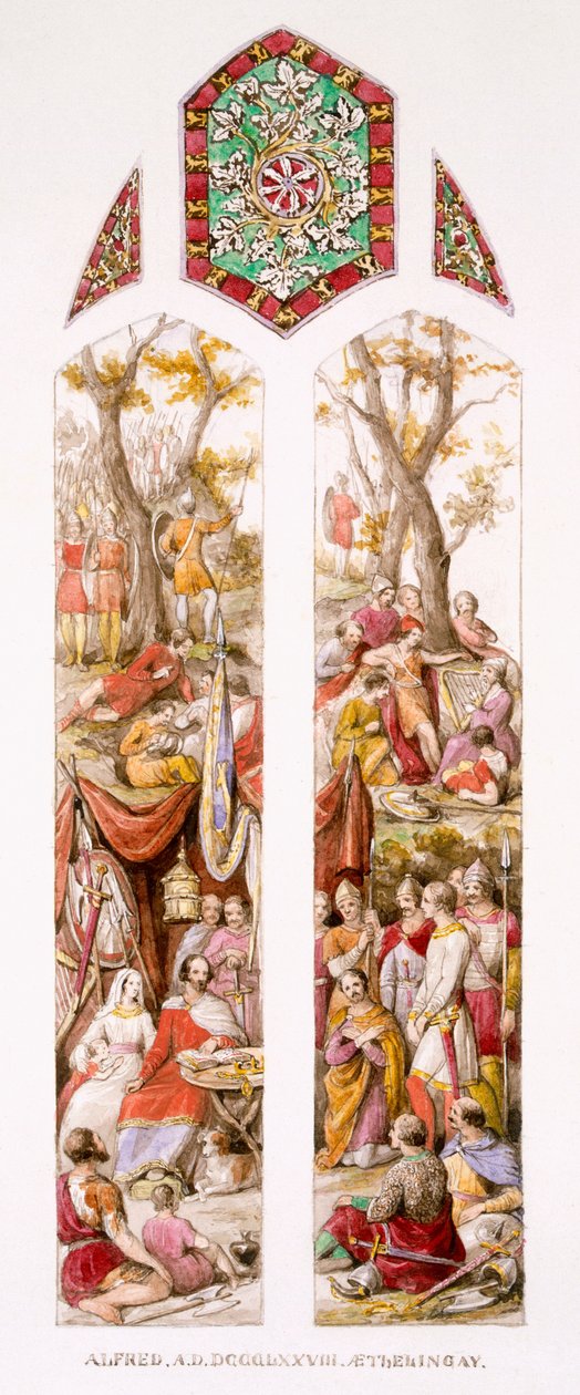 الملك ألفريد في أثلني ، سومرست ، مع أتباعه ، c.1880 بواسطة وليام بيل وبود ، أليس سكوت