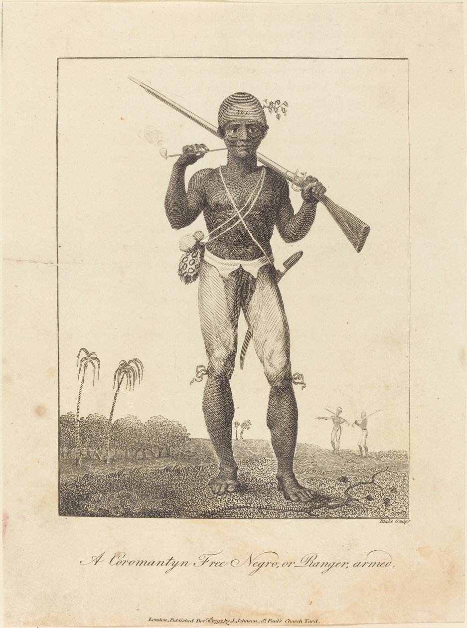 أ كورومانتين فري نيغرو ، أو رينجر ، مسلح ، 1793. بواسطة وليام بليك