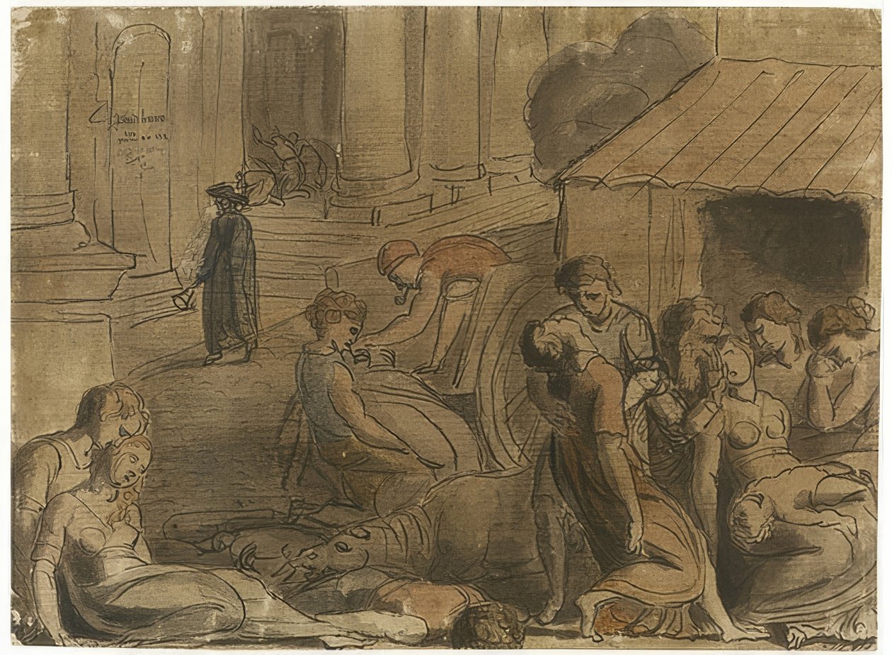 الطاعون العظيم في لندن. حوالي عام 1779 بواسطة وليام بليك