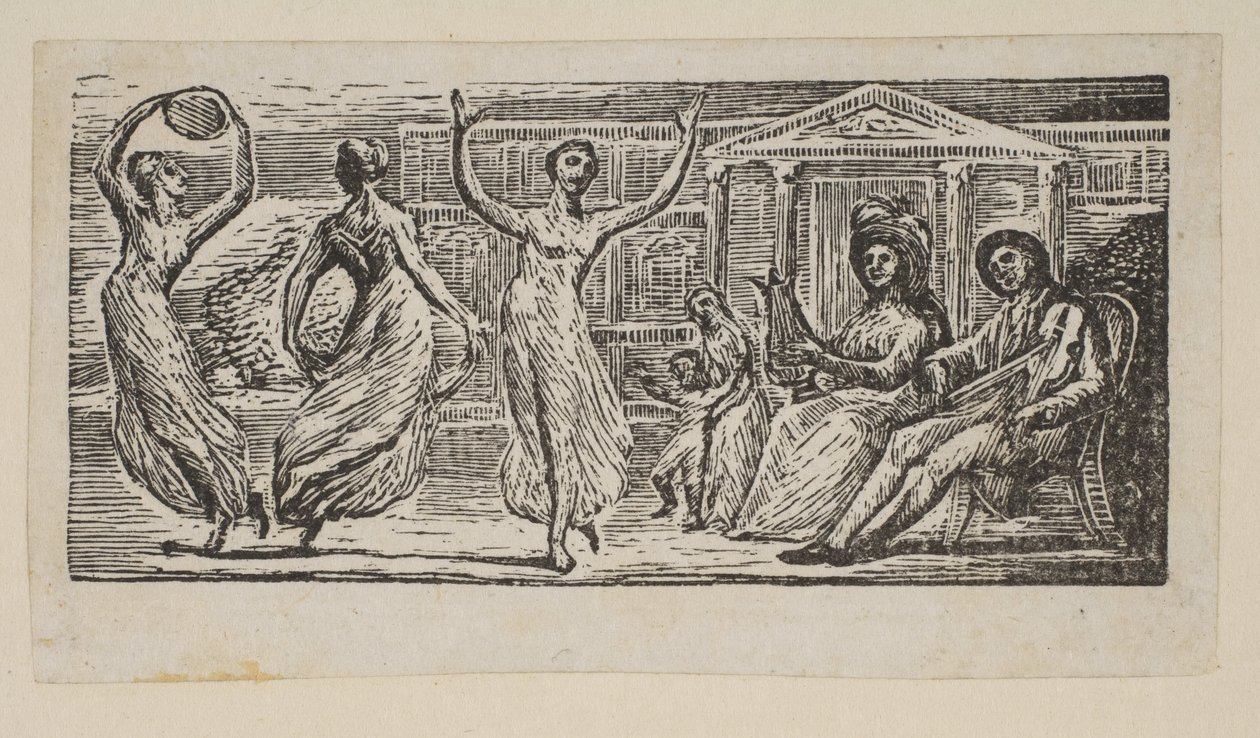 Menalcus مشاهدة رقص النساء ، من Thornton's Pastorals of Virgil ، 1821. بواسطة وليام بليك