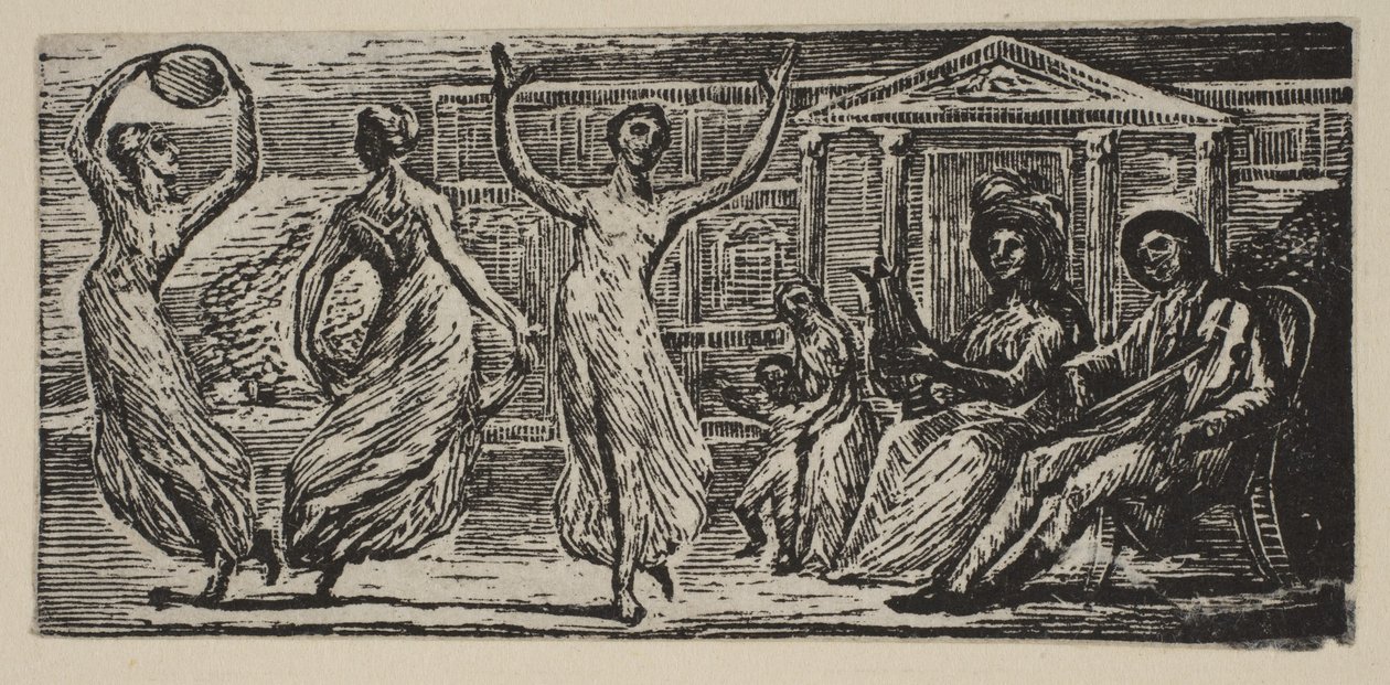 Menalcus Watching Women Dance ، من Thorntons Pastorals of Virgil ، 1821. بواسطة وليام بليك