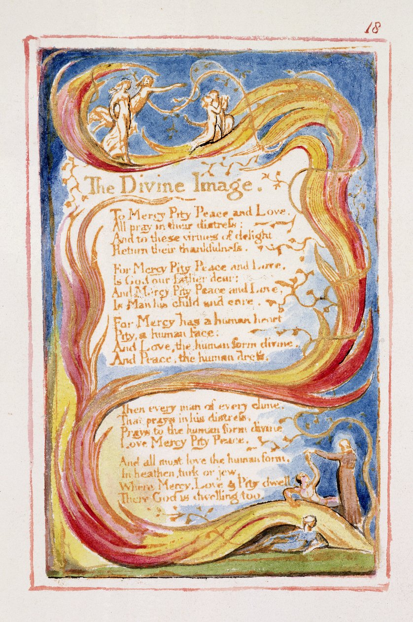 P.125-1950.pt18 الصورة الإلهية: اللوحة 18 من "أغاني البراءة والتجربة" (نسخة AA) c.1815-26 (النقش والحبر والمرحاض) بواسطة وليام بليك