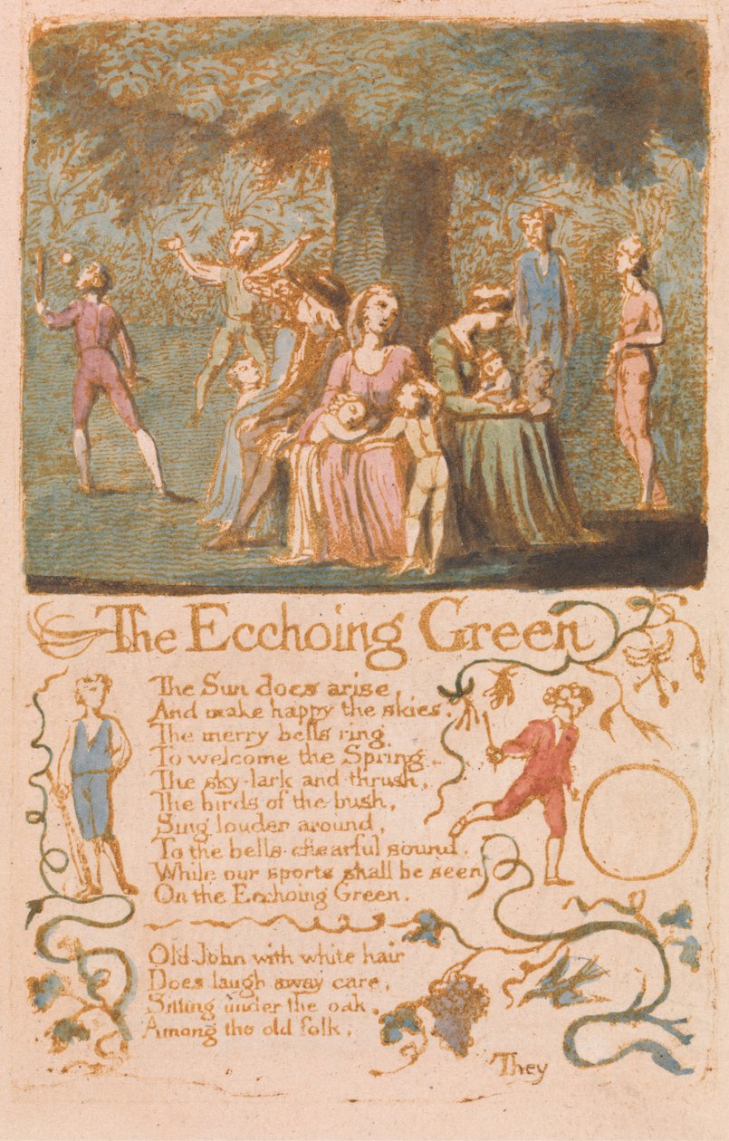 Songs of Innocence، Plate 10، The Ecchoing Green (بنتلي 6) بواسطة وليام بليك