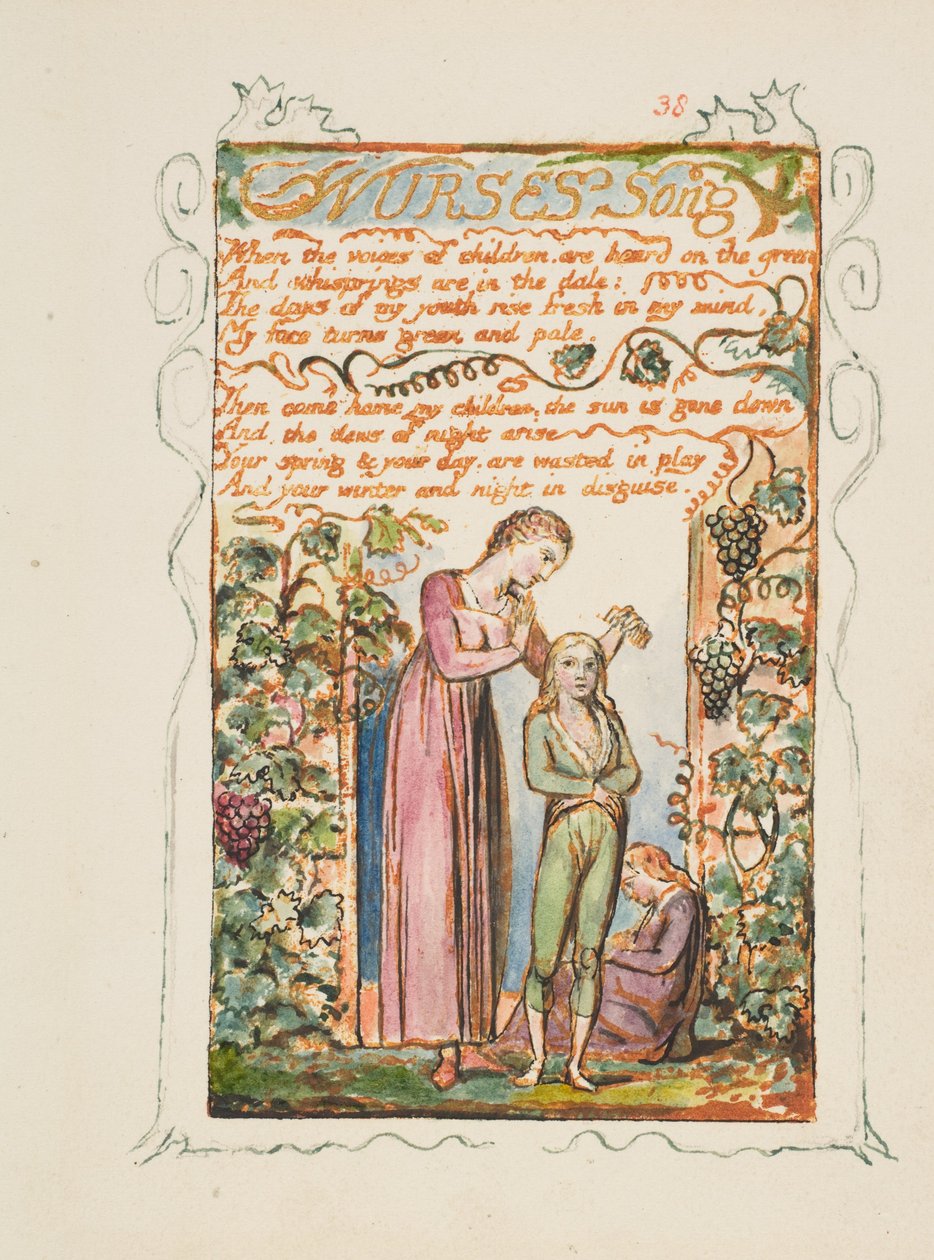 أغاني البراءة والخبرة: الممرضات Song، ca. 1825. بواسطة وليام بليك