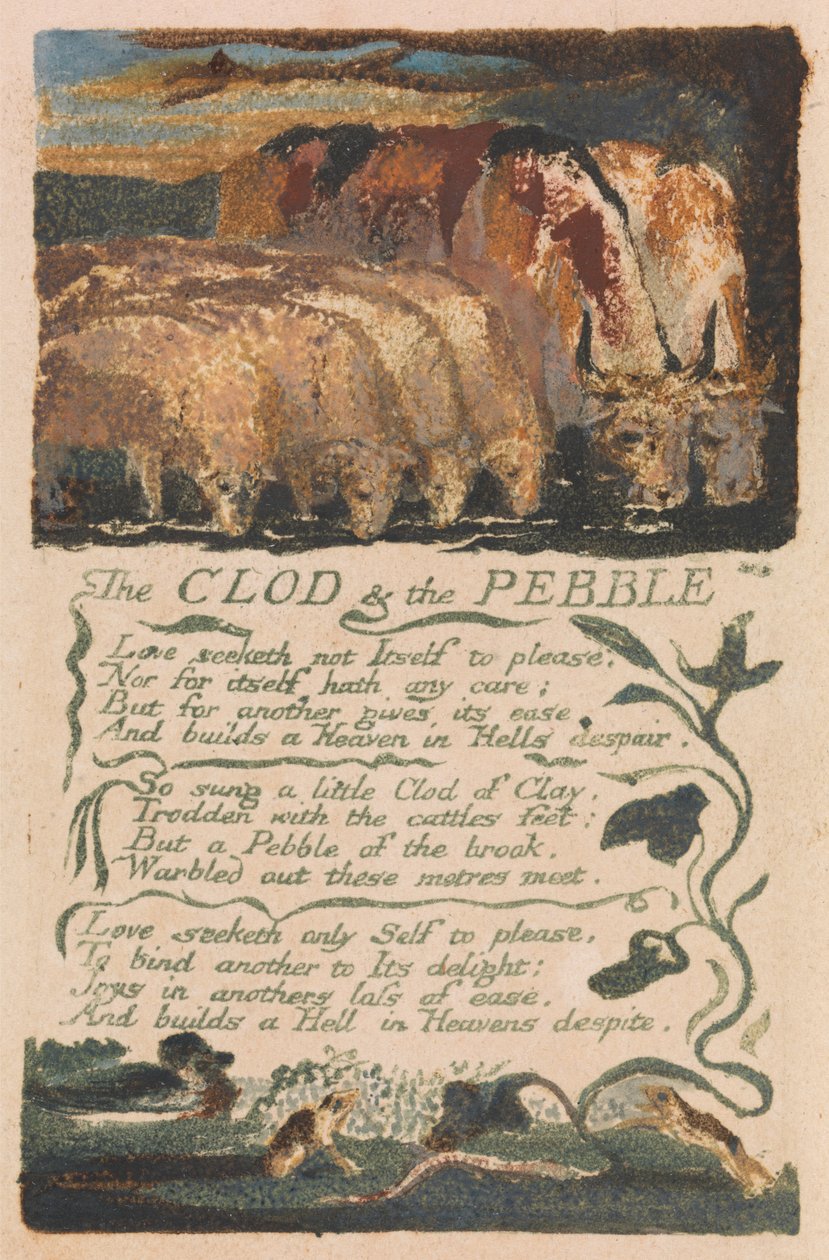 أغاني البراءة والخبرة ، اللوحة 36 ، "The Clod and the Pebble" (بنتلي 32) بواسطة وليام بليك