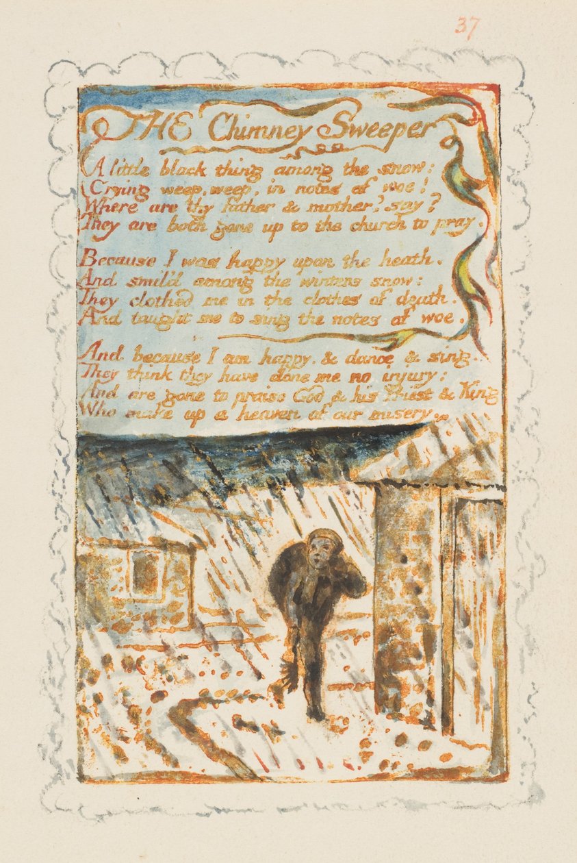 أغاني البراءة والخبرة: The Chimney Sweeper، ca. 1825. بواسطة وليام بليك