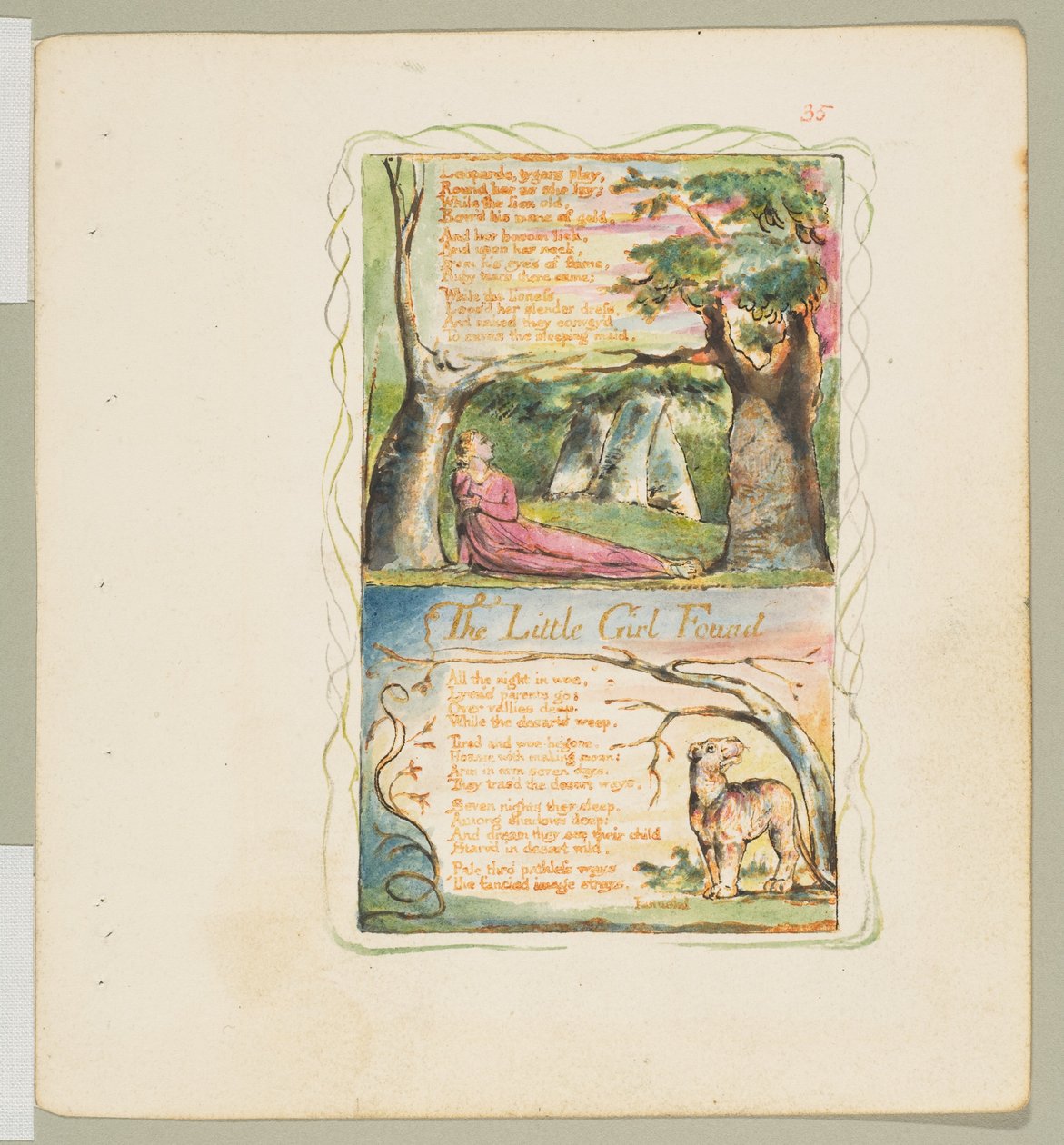 أغاني البراءة والخبرة: الفتاة الصغيرة المفقودة The Little Girl Found ، كاليفورنيا. 1825. بواسطة وليام بليك