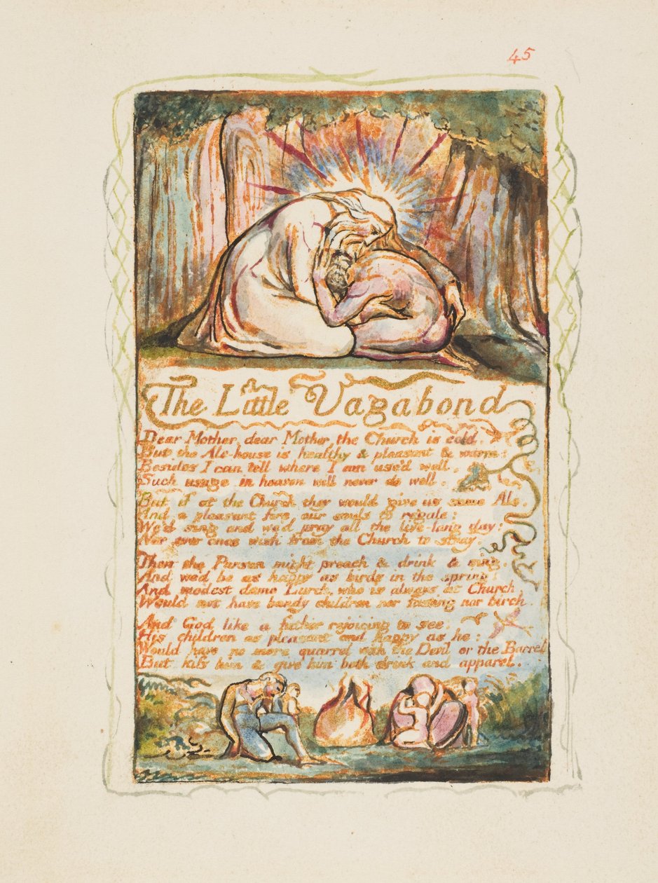 أغاني البراءة والخبرة: The Little Vagabond، ca. 1825. بواسطة وليام بليك