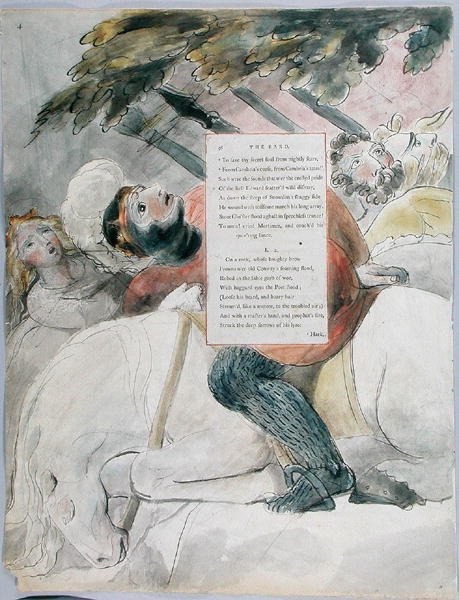"The Bard" ، تصميم 56 من "The Poems of Thomas Gray" بواسطة وليام بليك