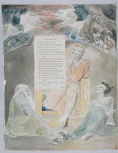 The Bard ، تصميم 61 من "The Poems of Thomas Gray" بواسطة وليام بليك
