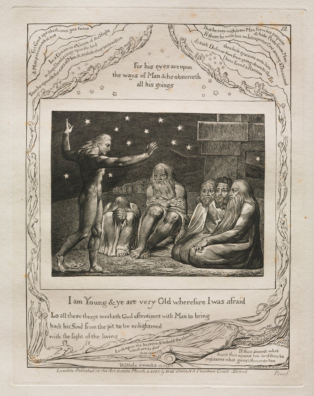 كتاب العمل: رر. 12 ، أنا شاب وأنت كبير في السن ، لذلك كنت خائفة ، 1825. بواسطة وليام بليك