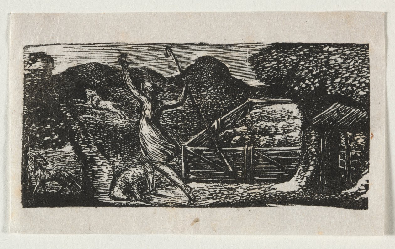 رعاة فيرجيل ، Eclogue I: الراعي يطارد ذئبًا بواسطة وليام بليك