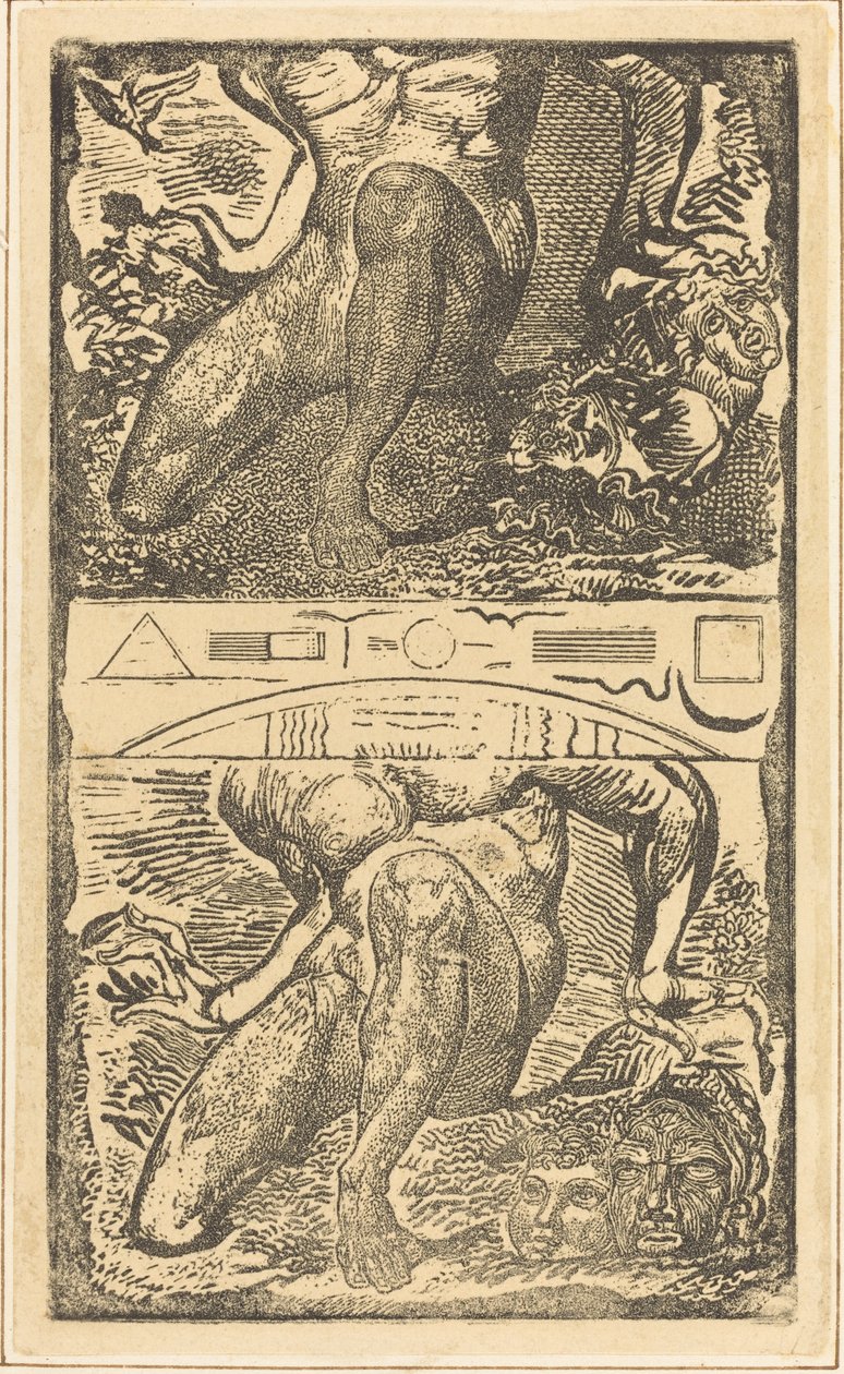 موضوع غير معروف دعه ينظر إلى السماء ويضحك في الهواء الساطع ، ربما ج. 1805. بواسطة وليام بليك