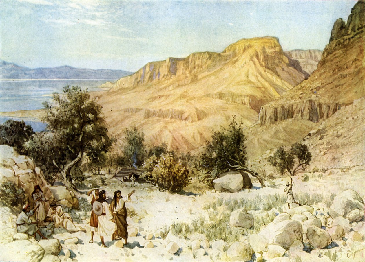 معسكر داود في عين جدي حيث اختبأ - الكتاب المقدس بواسطة ويليام براسي هول