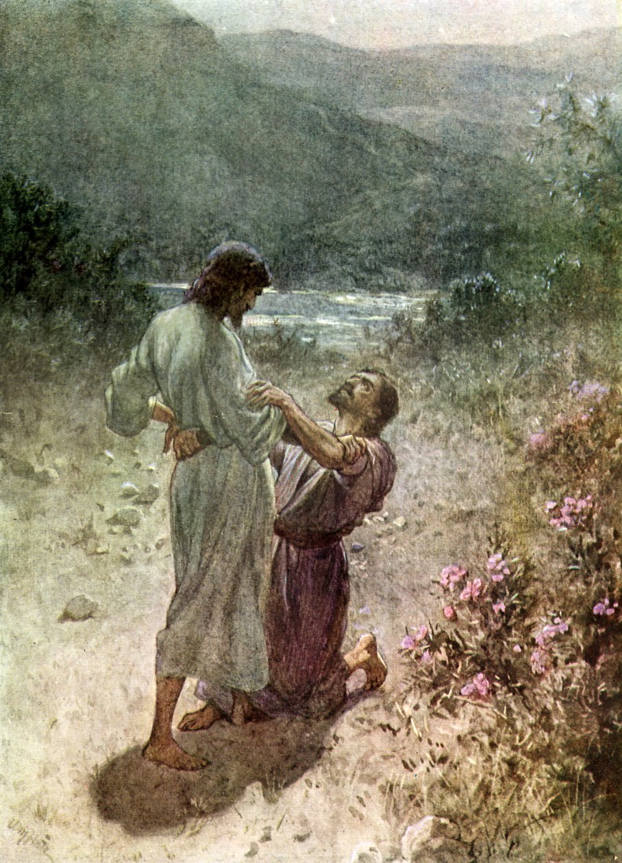 يعقوب والملاك في بينيل - الكتاب المقدس بواسطة ويليام براسي هول