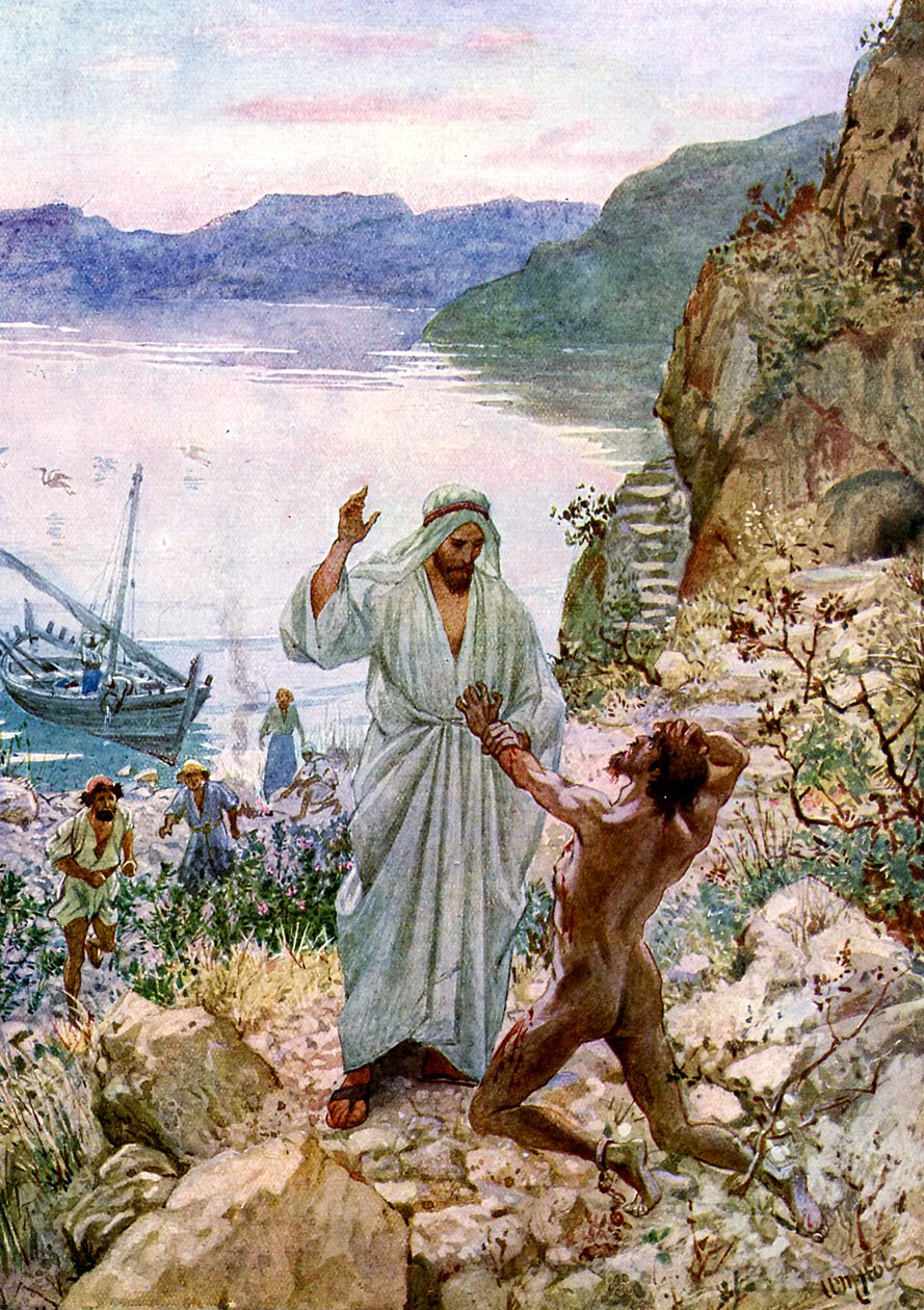يسوع يشفي رجلاً يمتلك الشياطين - الكتاب المقدس بواسطة ويليام براسي هول