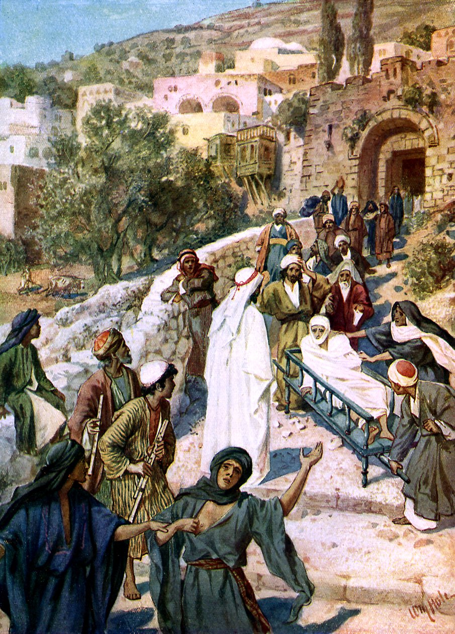 يسوع يقيم ابن أرملة ناين - الكتاب المقدس بواسطة ويليام براسي هول