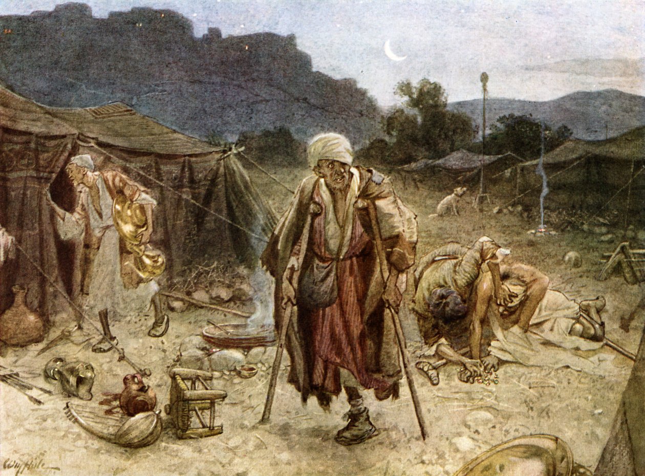 الأبرصين الأربعة ينهبون معسكر السوريين. - الكتاب المقدس بواسطة ويليام براسي هول