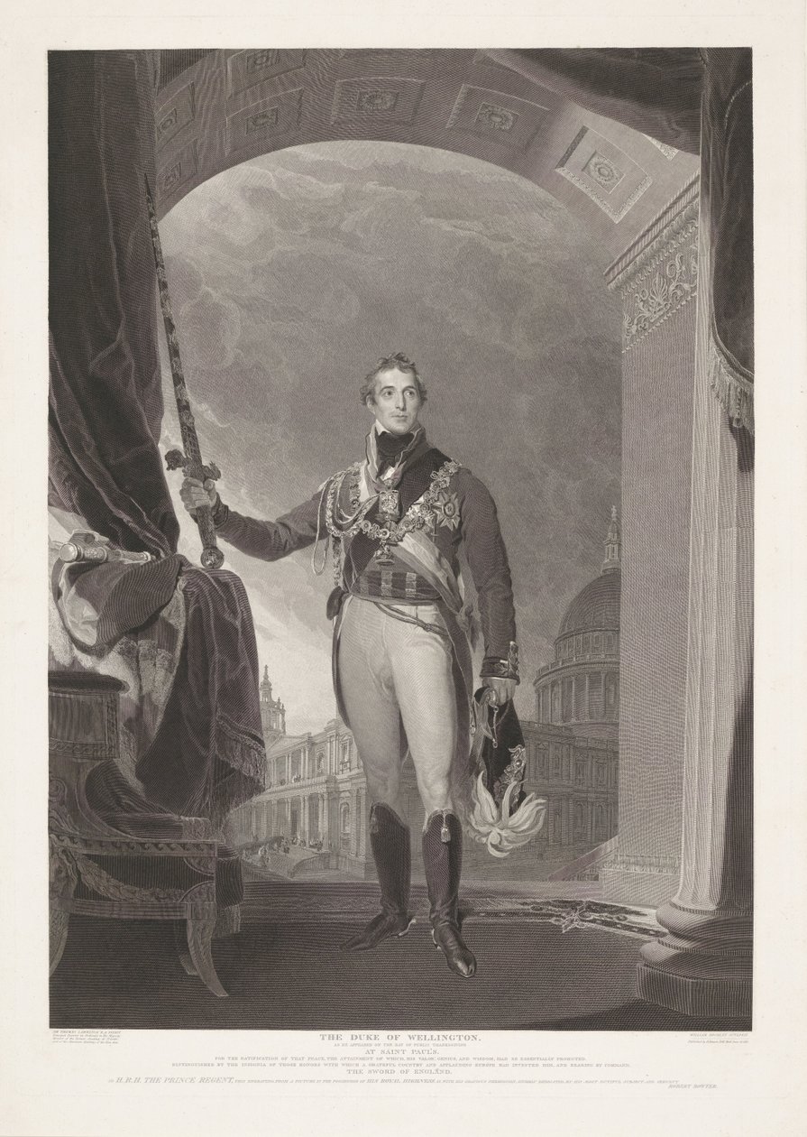 Portret van Arthur Wellesley، hertog van Wellington. بورتريت فان آرثر ويليسلي ، هيرتوج فان ويلينجتون دوق ويلينجتون (العنوان على الجسم) بواسطة وليام بروملي (أنا)