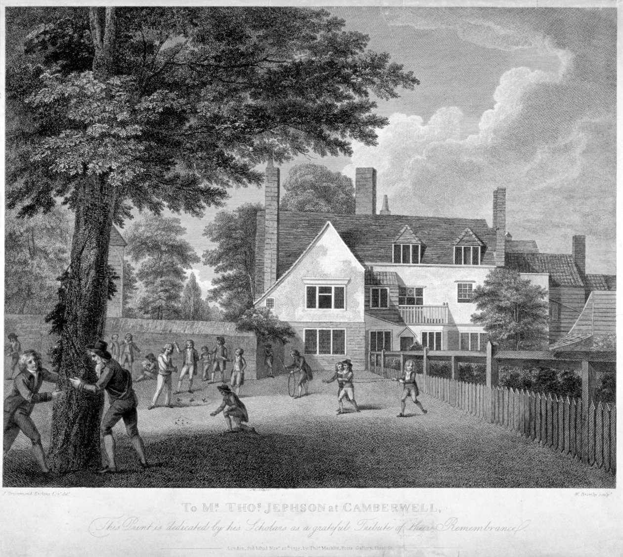 مدرسة Camberwell Free Grammar School ، كامبرويل ، لندن ، 1795. بواسطة وليام بروملي