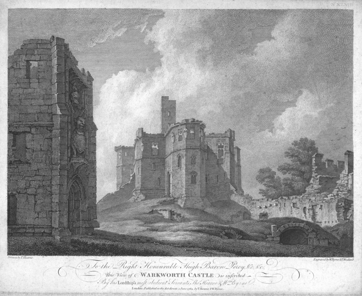 قلعة واركورث ، c1784. بواسطة وليام بيرن