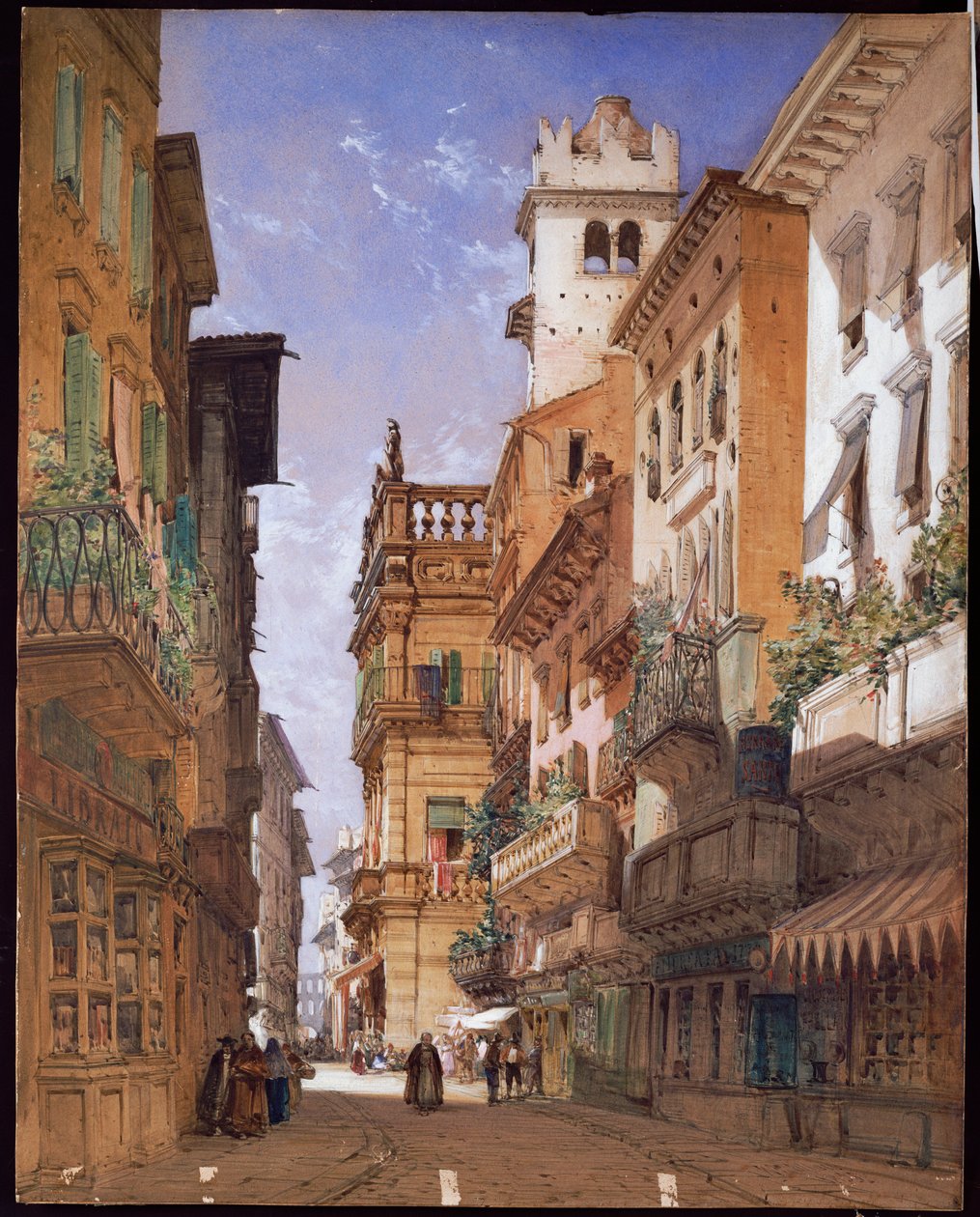 فيرونا: Corso Sant "Anastasia and the Palazzo Maffei، 1855 بواسطة وليام كالو
