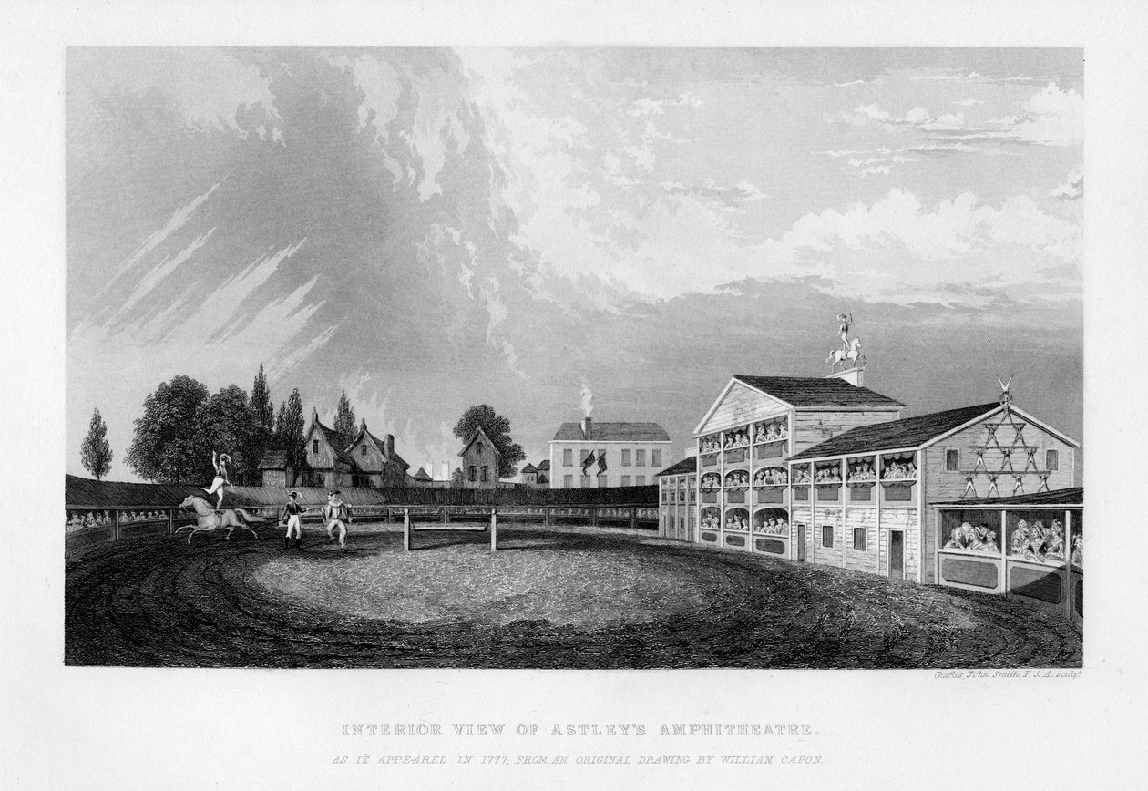 منظر داخلي لمدرج Astleys في لندن كما ظهر عام 1777 ، 1840. بواسطة وليام كابون