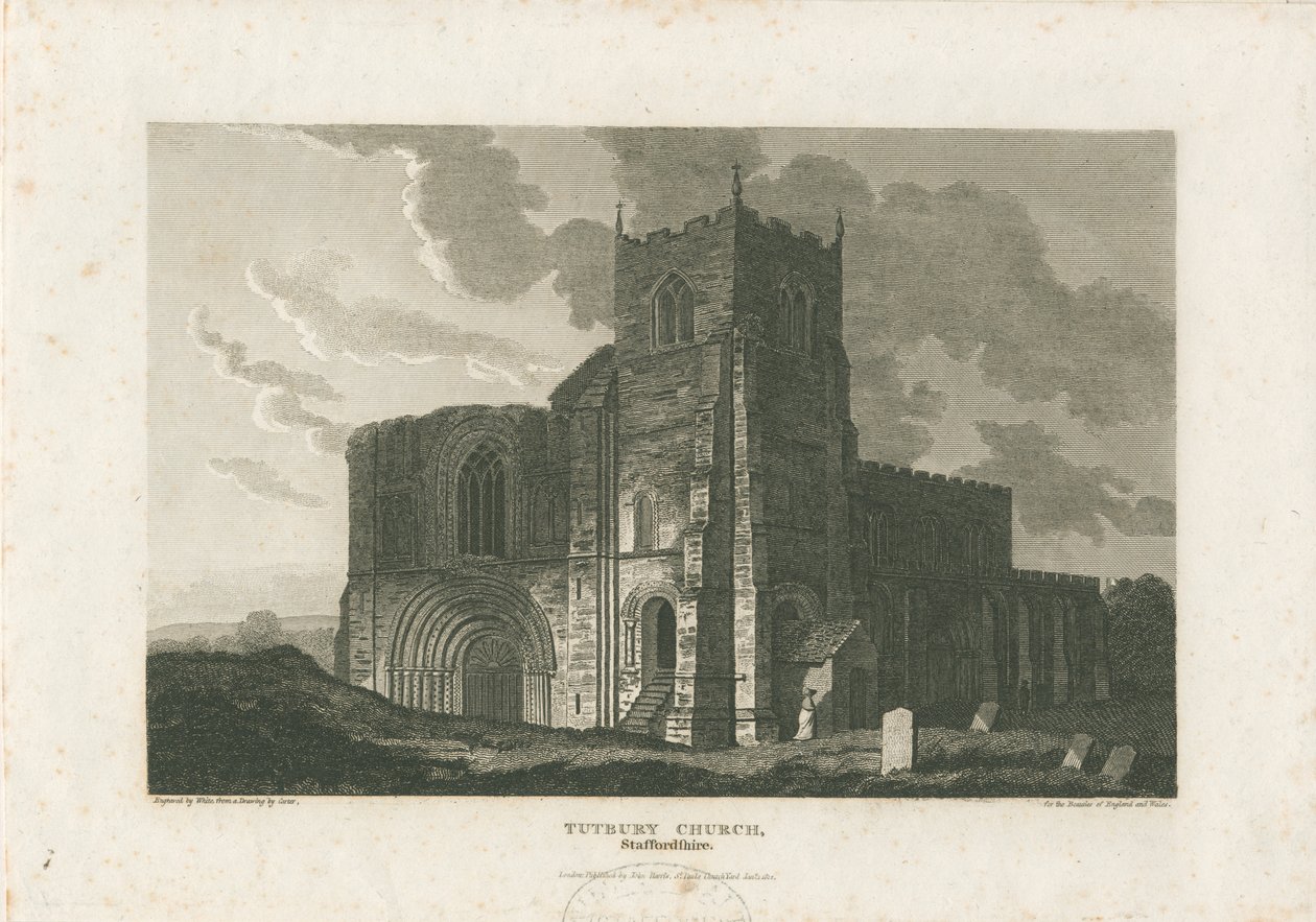 كنيسة Tutbury Priory: نقش ، بدون تاريخ [عام 1812] (طباعة) بواسطة وليام كارتر