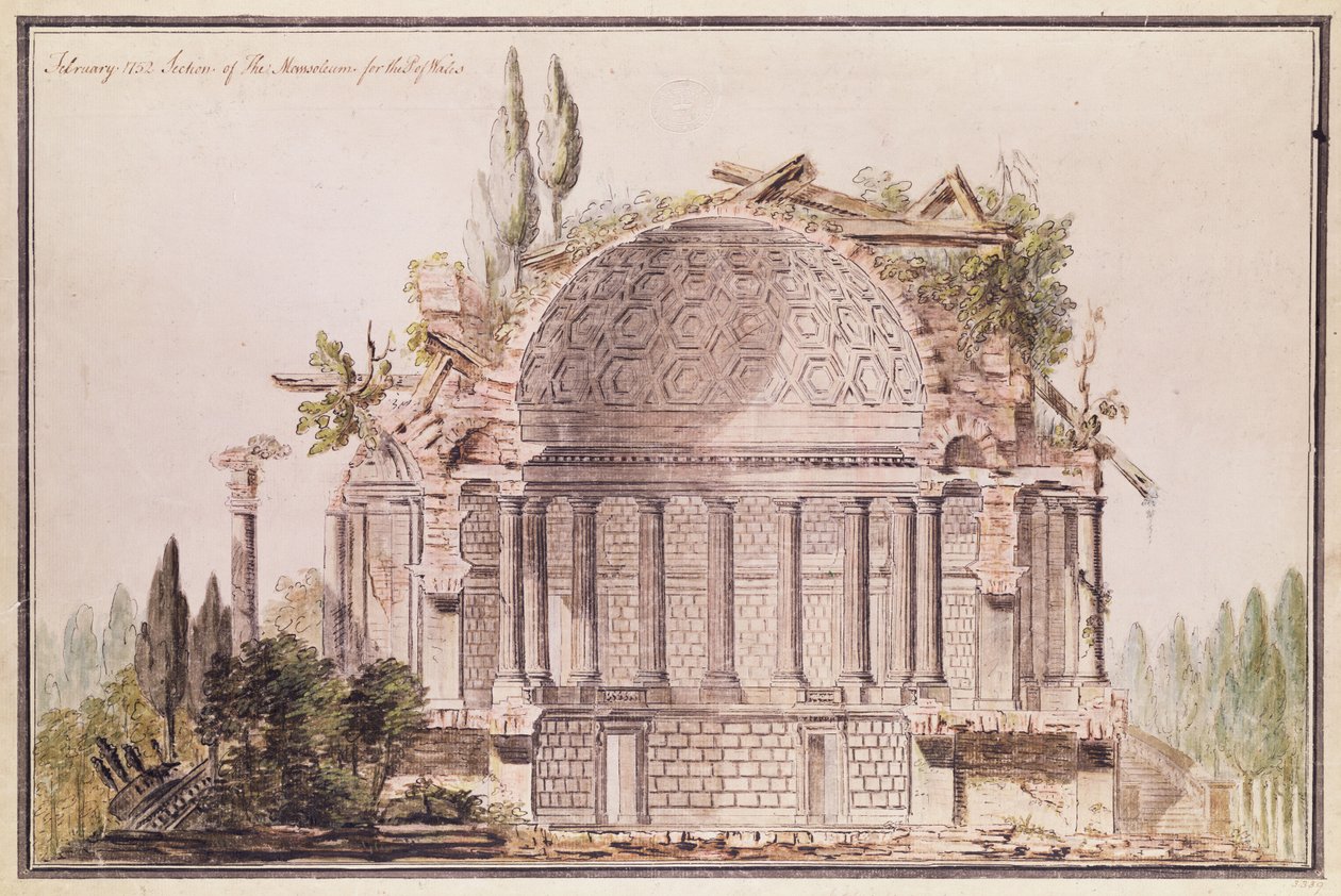 الرسم المعماري لضريح فريدريك أمير ويلز (1707-51) ، حوالي 1751 بواسطة وليام تشامبرز