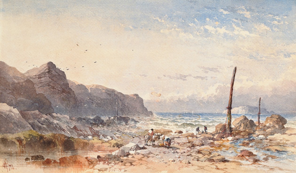 يوم منسم مع الصيادين على الشاطئ 1874 بواسطة وليام كوك من بليموث
