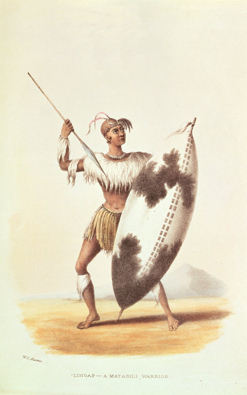 Lingap ، محارب Matabili ، صورة توضيحية من "Wild Sports of South Africa" بقلم WC Harris ، 1841 بواسطة وليام كورنواليس هاريس