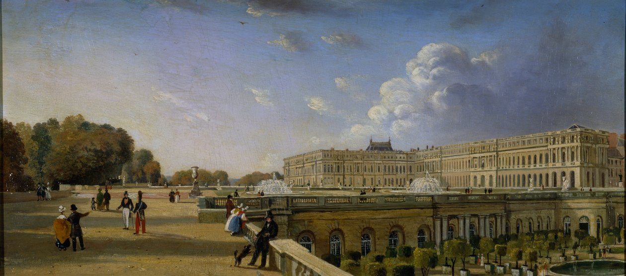 The Palace and Terrace at Versailles, c.1825-35 (oil on panel) بواسطة وليام كوين