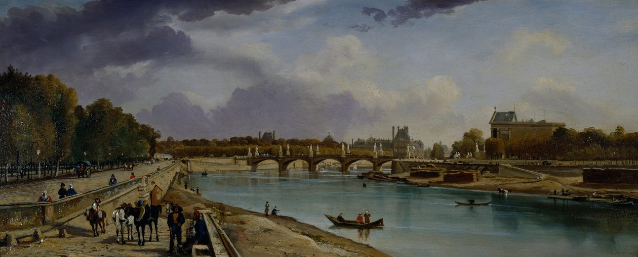 The Seine Below Paris, c.1825-35 (oil on panel) بواسطة وليام كوين