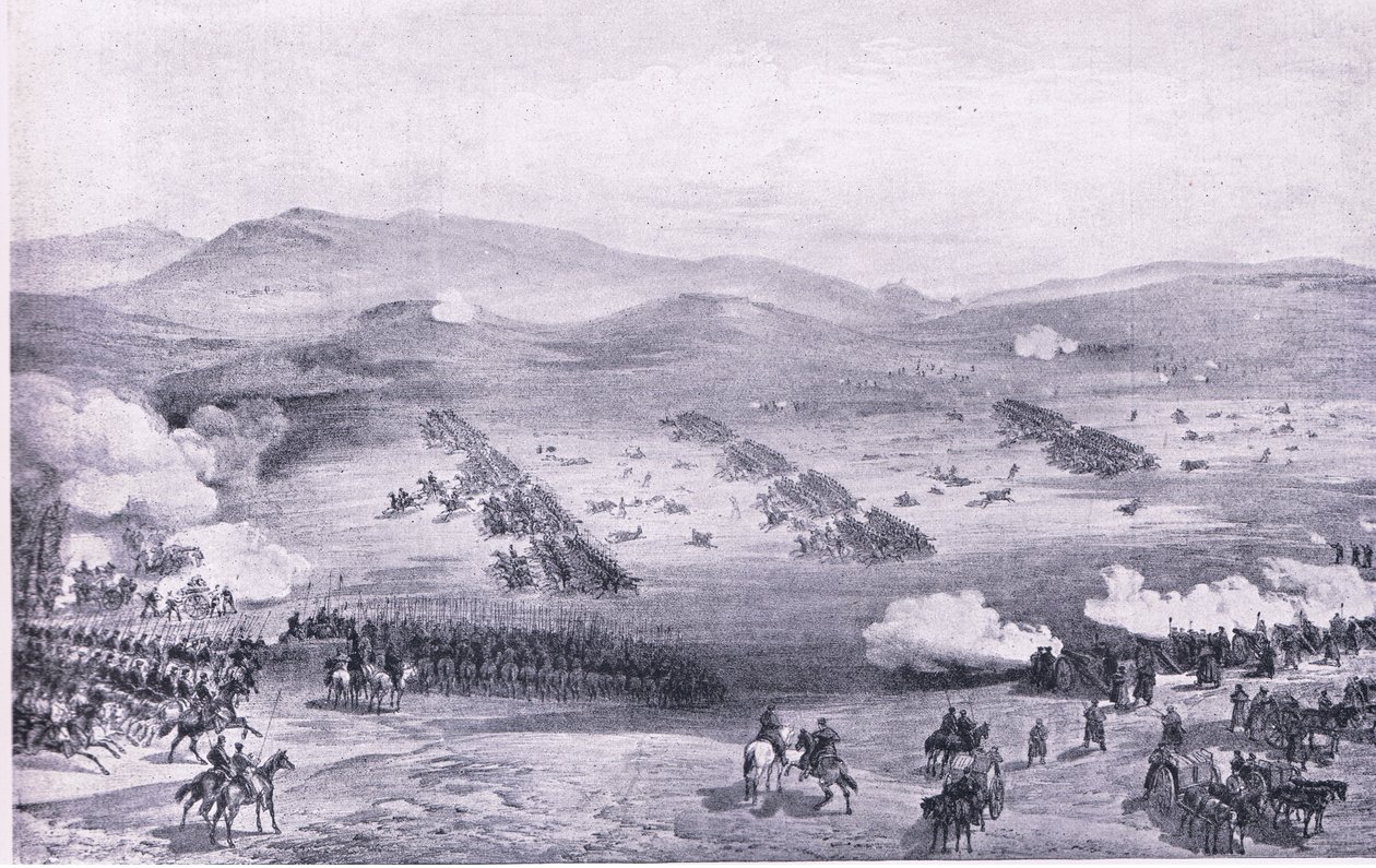 بالاكلافا ، 25 أكتوبر 1854: تهمة اللواء الخفيف ، صورة توضيحية من المعارك البريطانية في البر والبحر ، 1915 بواسطة وليام كريميا سيمبسون