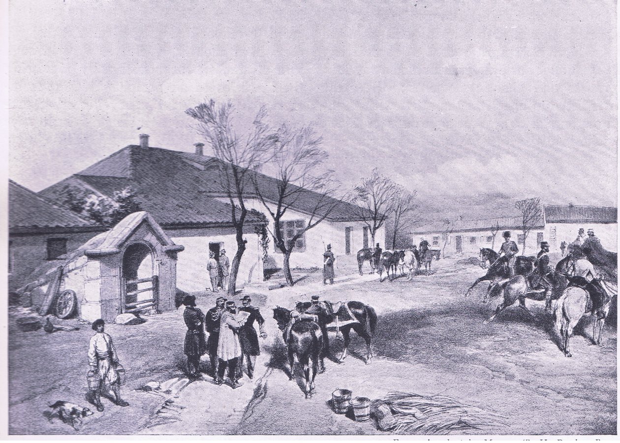 مقر اللورد راجلان في أي خوتر كاراجاتش ، صورة توضيحية من المعارك البريطانية على البر والبحر ، 1915 بواسطة وليام كريميا سيمبسون
