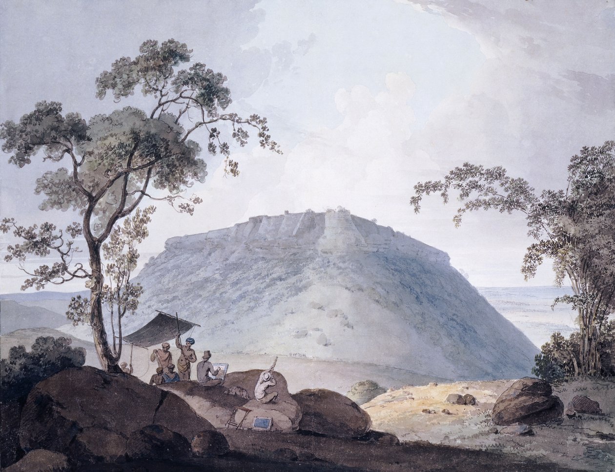 المنظر الجنوبي الشرقي لبيجايجاره ، ولاية أوتار براديش ، ج. 1790 بواسطة وليام دانييل