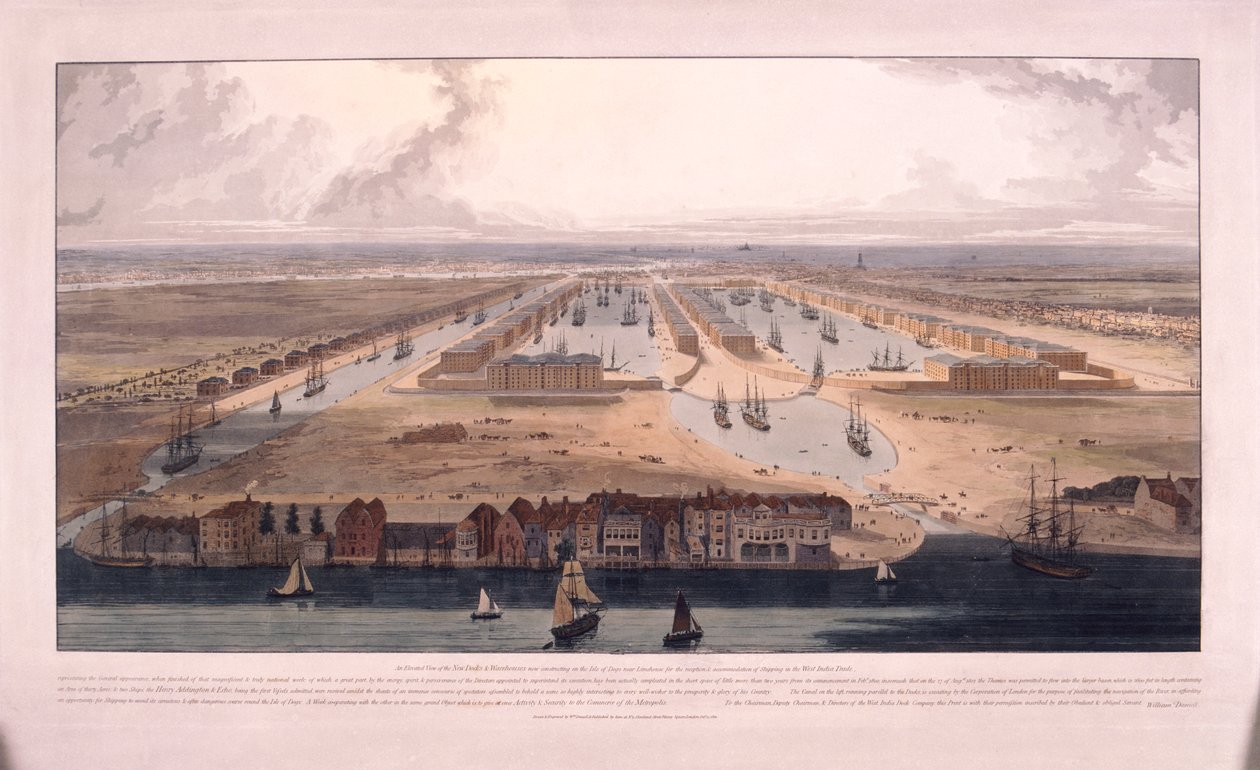أحواض غرب الهند ، بوبلار ، لندن ، 1802 بواسطة وليام دانييل