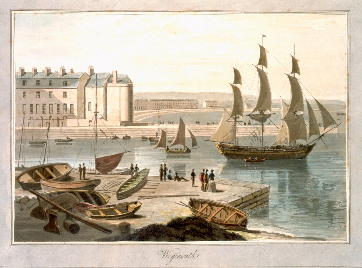 ميناء ويماوث ، من "رحلة حول بريطانيا العظمى التي تمت بين عامي 1814 و 1825" نُشر عام 1829 بواسطة وليام دانييل