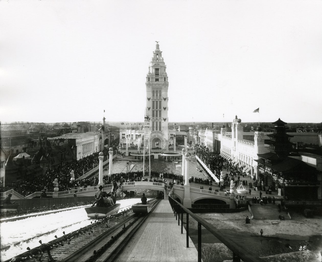 كوني آيلاند دريم لاند - منظر من أعلى المزالق ، c.1910-21 بواسطة وليام ديفيس هاسلر