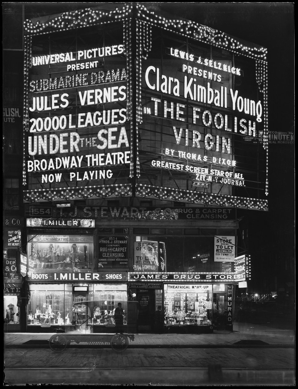 سرادق مضاء لـ "20.000 Leagues Under the Sea" و "The Foolish Virgin" ، مدينة نيويورك ، 6 يناير بواسطة وليام ديفيس هاسلر