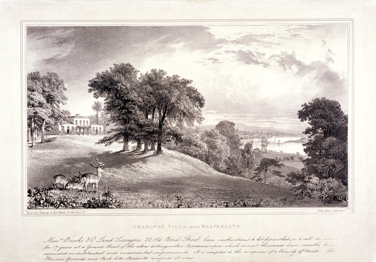 تشارلتون هاوس بالقرب من بلاكهيث ، غرينتش ، لندن ، c1830. بواسطة ويليام داي
