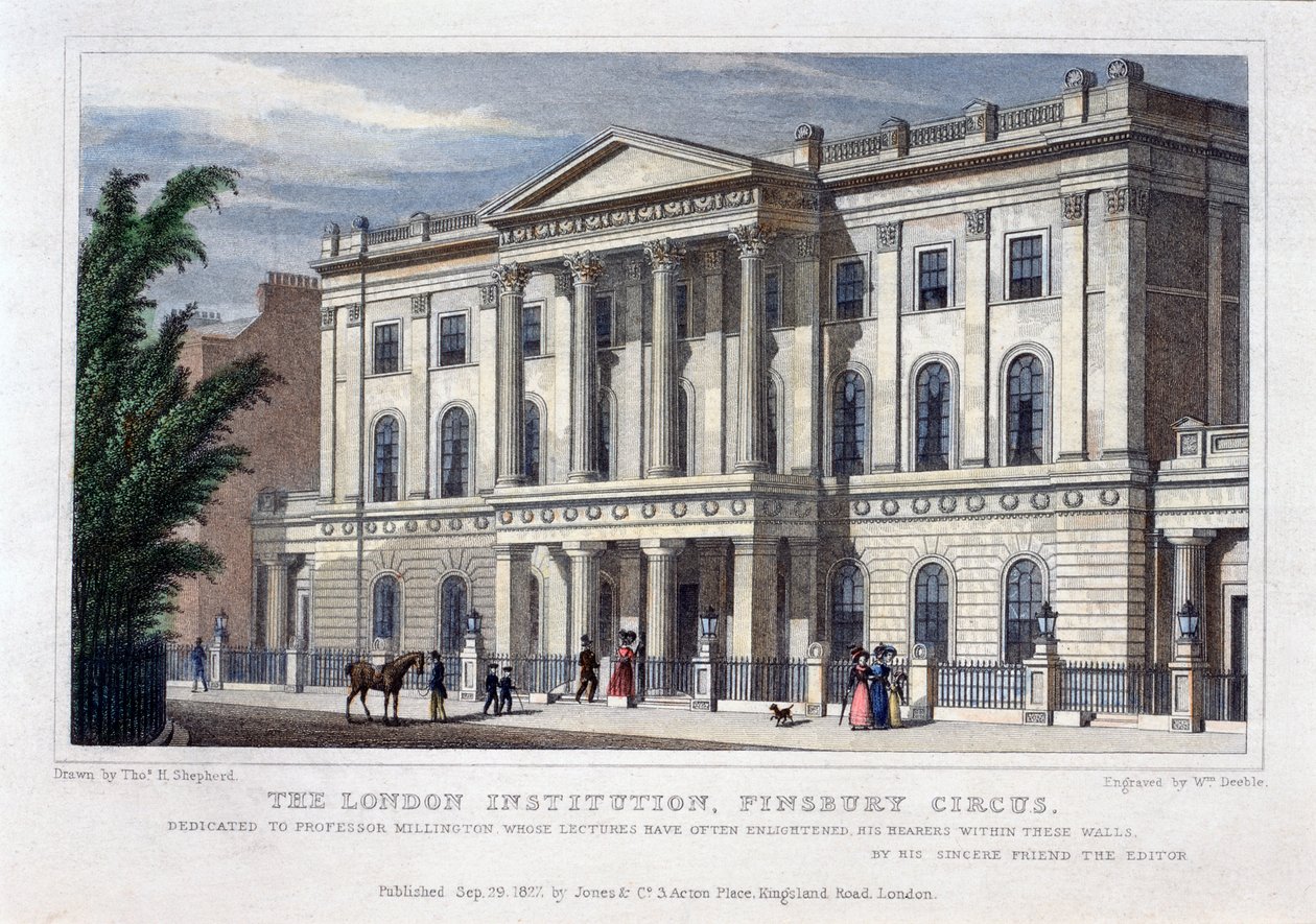 مؤسسة لندن ، Finsbury Circus ، لندن ، 1827 بواسطة وليام ديبل