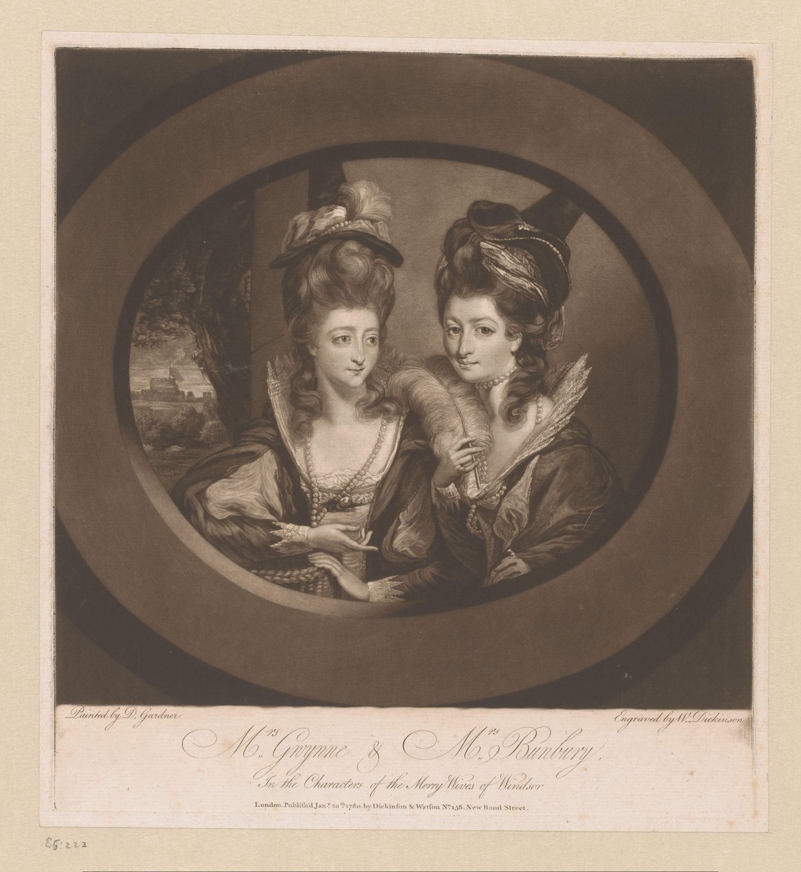 Portret van Mary Gwyn en Catherine Bunbury السيدة جوين والسيدة بنبري ، / في شخصيات Merry Wives of Windsor (العنوان على الكائن) بواسطة وليام ديكنسون