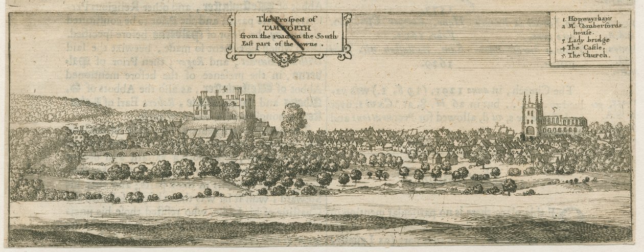 Tamworth - Panorama: engraving، nd [17th cent] بواسطة وليام دوجديل