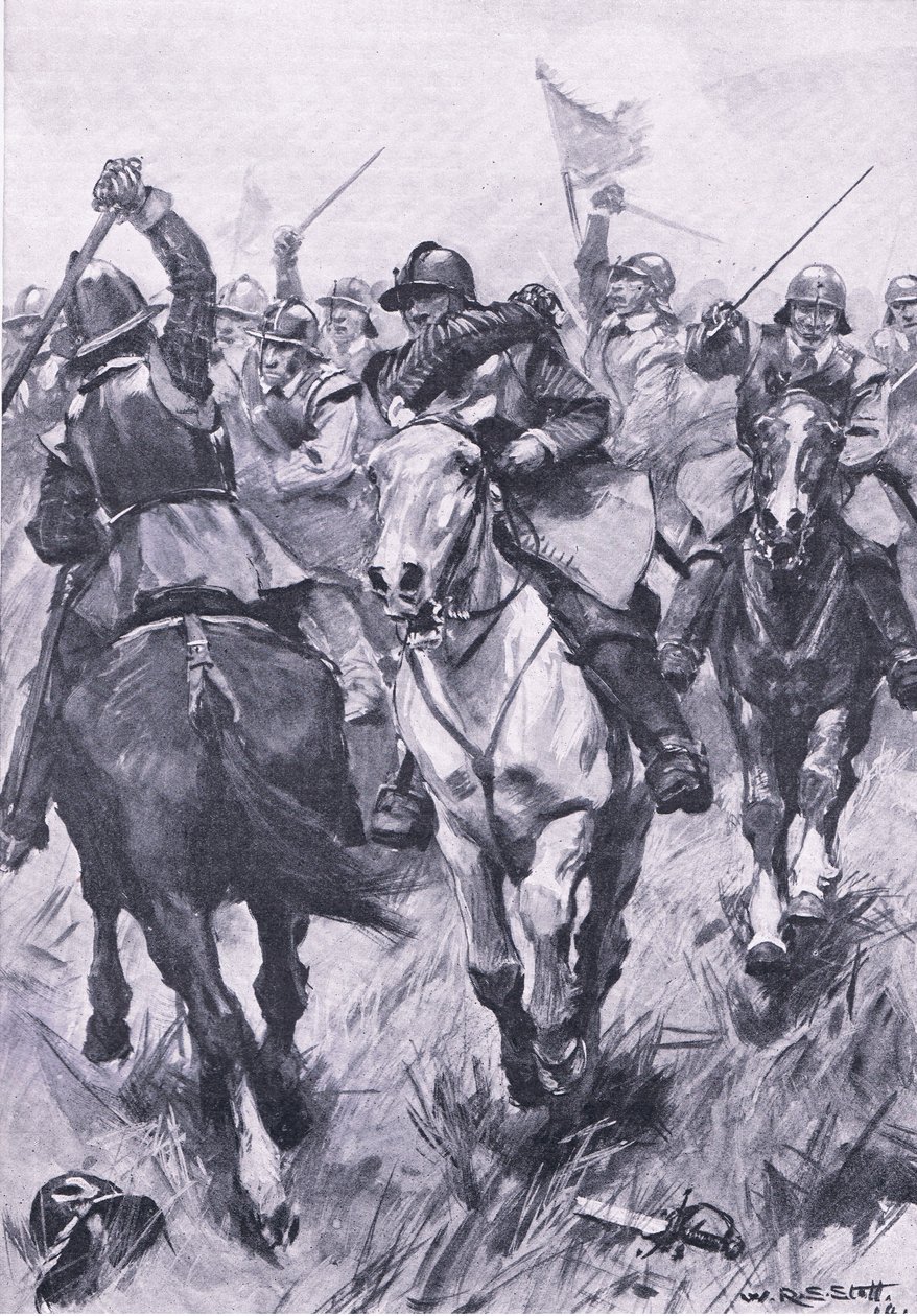 صراع الفرسان في دنبار 3 سبتمبر 1650 ، التوضيح من المعارك البريطانية على البر والبحر ، 1915 بواسطة وليام إدوارد ستوت