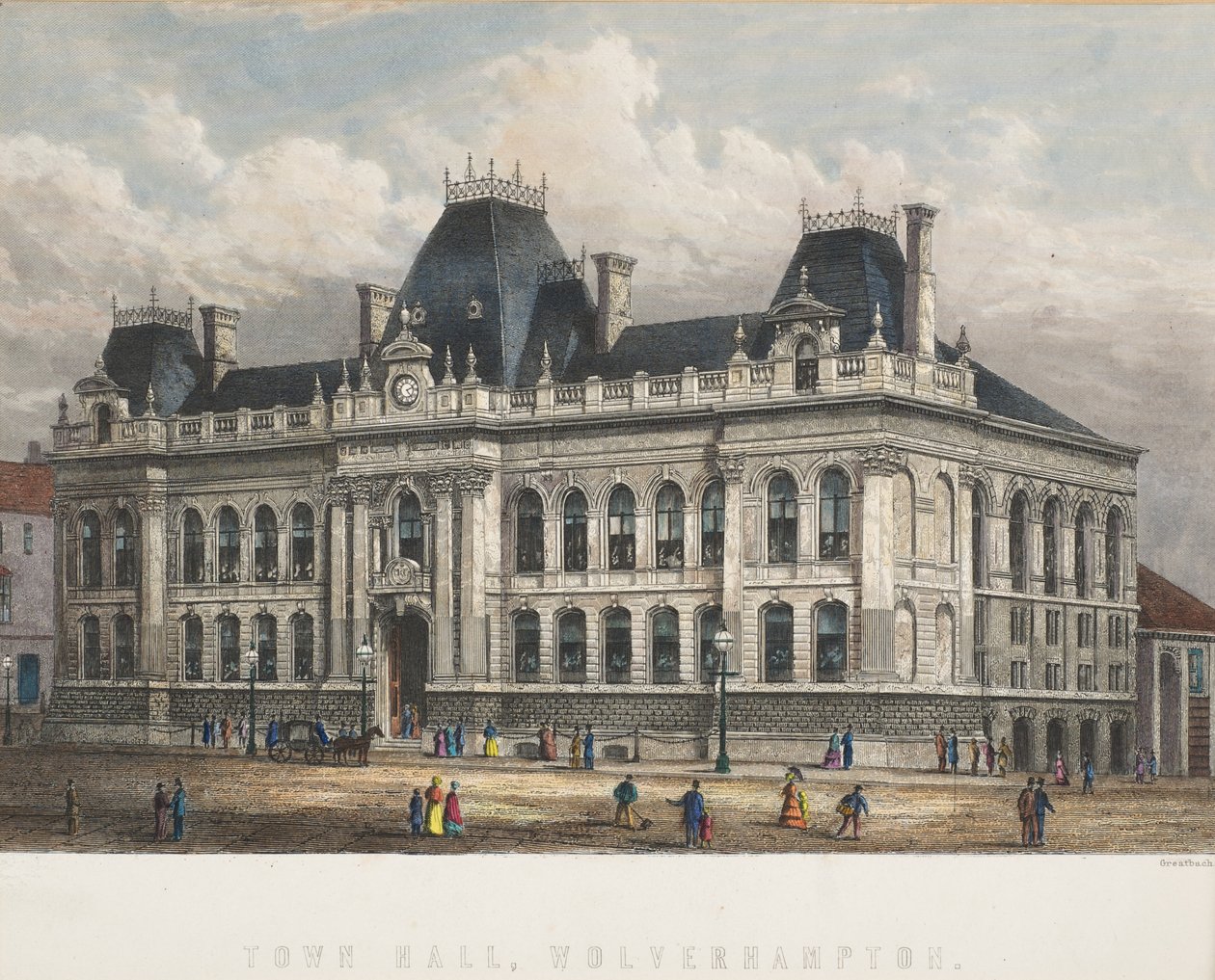 تاون هول ، ولفرهامبتون ، c.1871 بواسطة وليام جريتباتش