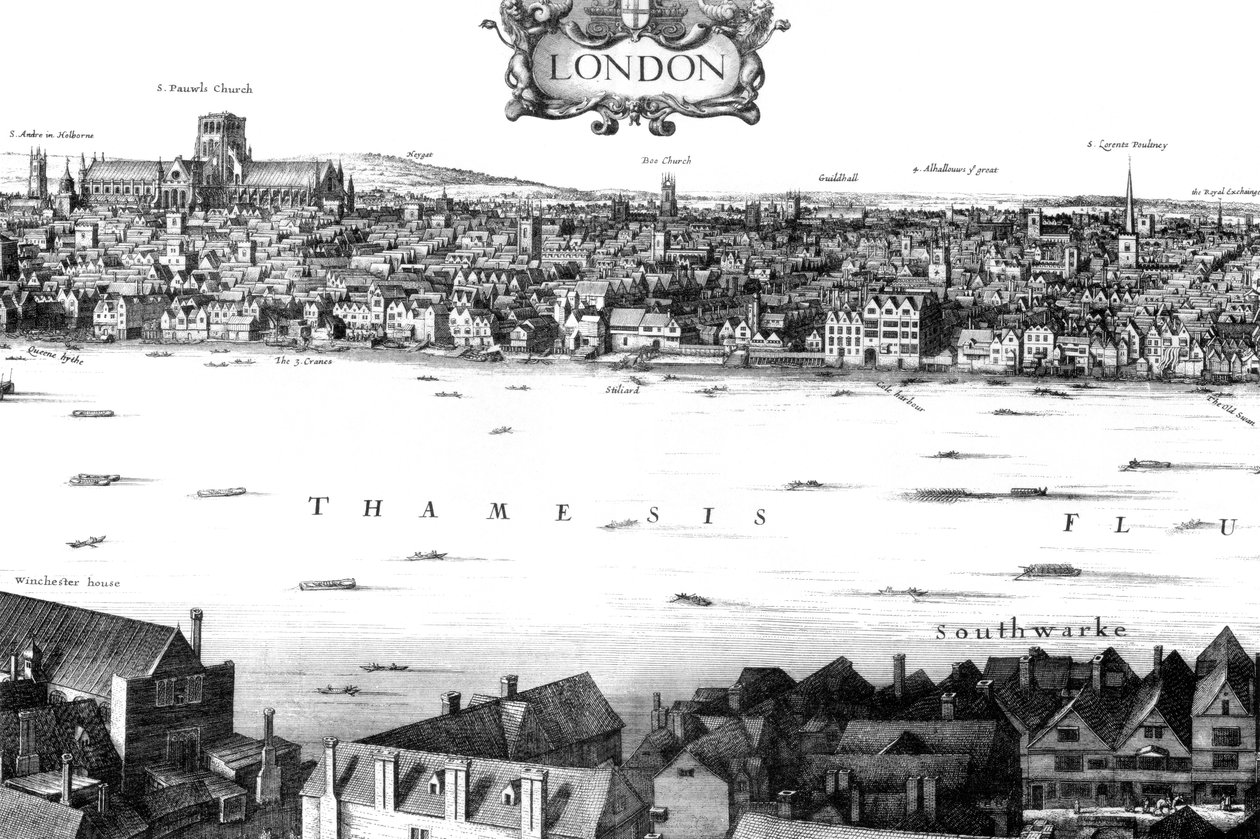 منظر للندن والتايمز من ساوث بانك ، القرن السابع عشر 1886. بواسطة وليام جريجز