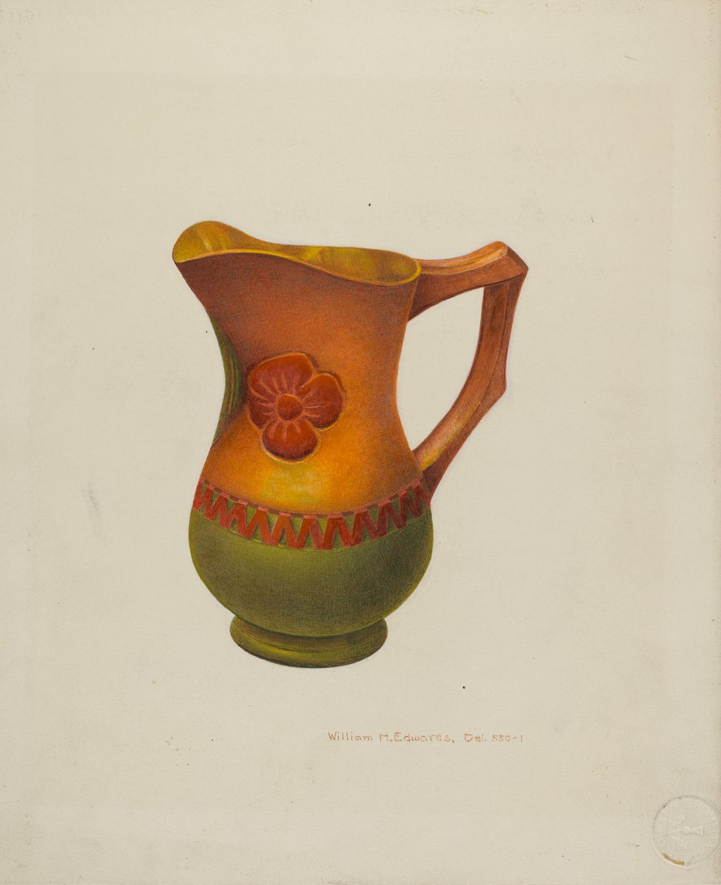 إبريق خشبي منحوت ، c. 1940. بواسطة وليام إدواردز