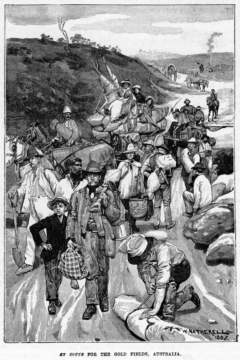في الطريق إلى حقول الذهب ، أستراليا ، 1887. بواسطة وليام هاثريل